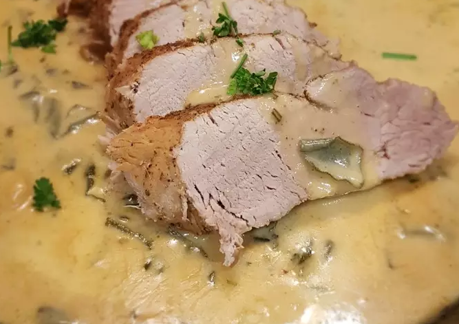 Boros-tejszínes sertéssült