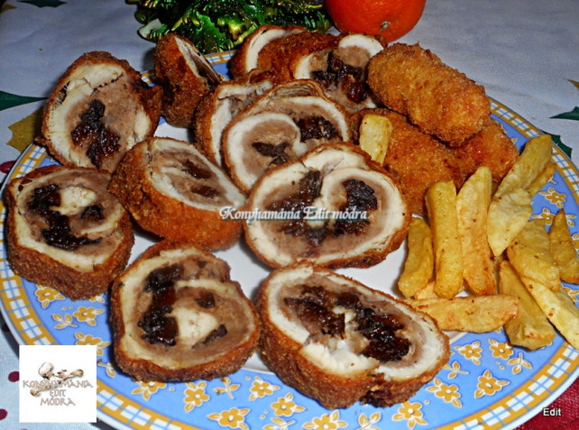 Gesztenyével és aszalt szilvával töltött csirke