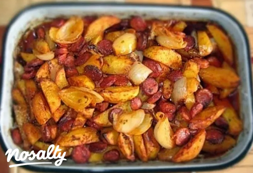 Gyors tepsis burgonya debrecenivel