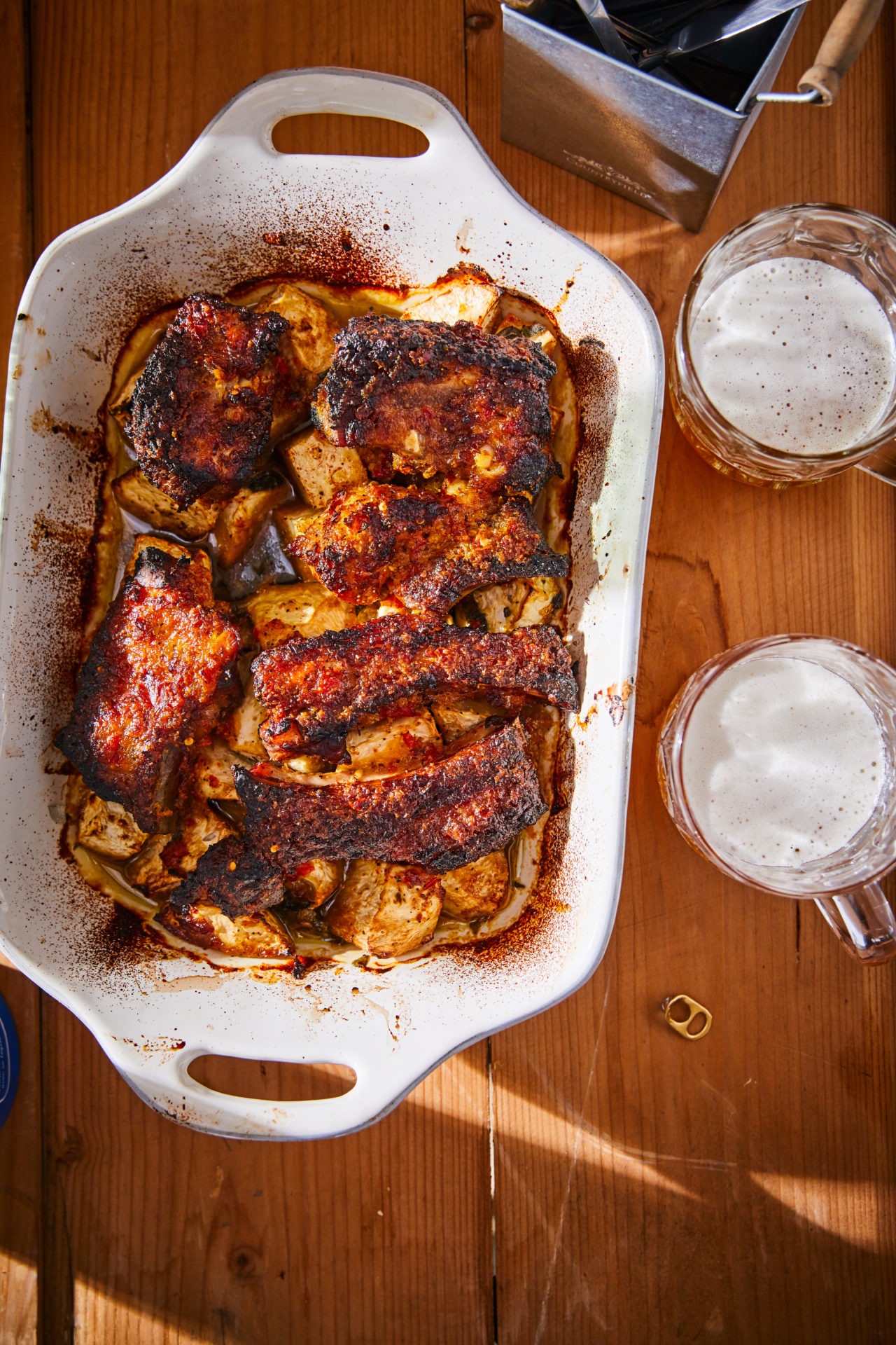 Mézes-chilis oldalas vele sült zellerrel