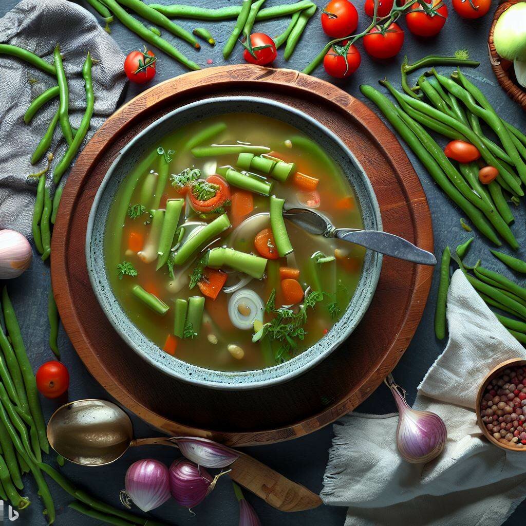 Paradicsomos zöldbab leves