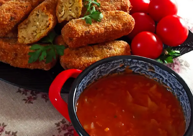 Húsos, burgonya krokett