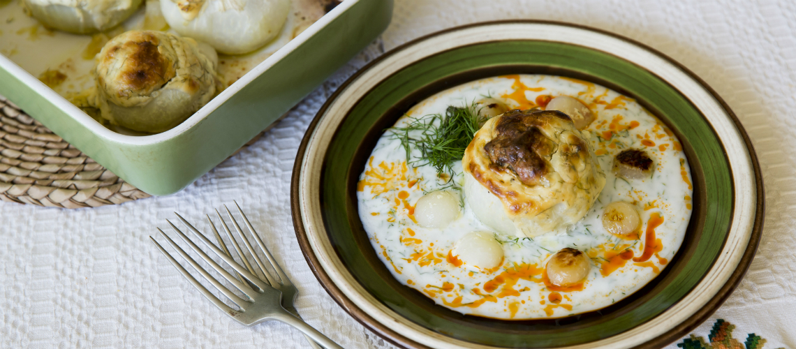 Erdei gombás töltött karalábé