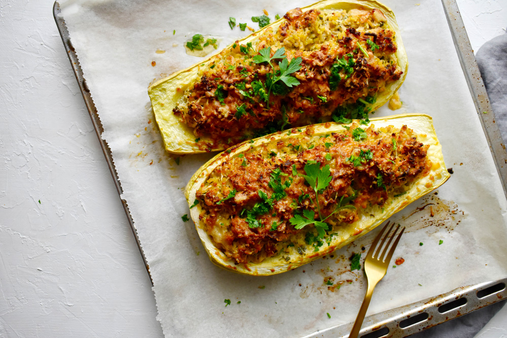 Töltött tök tejszínes darált hússal és bulgurral